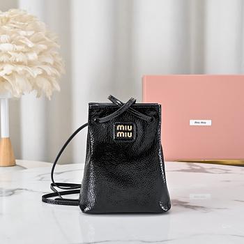 MiuMiu Naplak Patent Black Pouch Palisander 23x13x7cm
