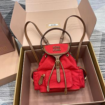 Miu Miu Red Canvas Backpack Size 22x18x11cm