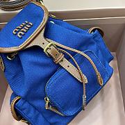 Miu Miu Blue Canvas Backpack Size 22x18x11cm - 5