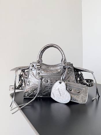Balenciaga Neo Cagole Silver Bag Size 26x13x18cm