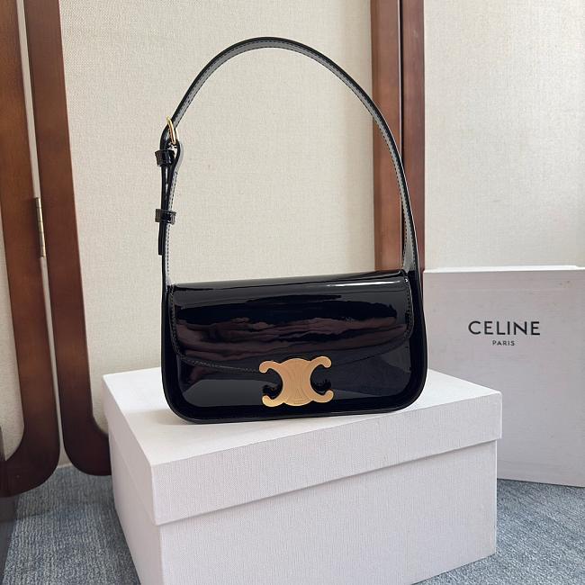 Celine Black Bag Terence In Patent Size 20x5x11CM - 1