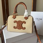 Celine Boston Beige Tan Canvas Size 20x14x10cm - 3