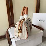 Celine Boston White Tan Canvas Size 20x14x10cm - 4