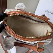 Celine Boston White Tan Canvas Size 20x14x10cm - 3