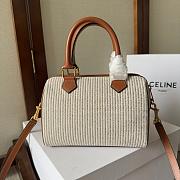 Celine Boston White Tan Canvas Size 20x14x10cm - 2
