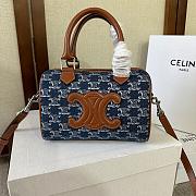 Celine Boston Canvas Blue 197582 Size 20x14x10cm - 1