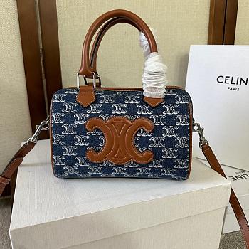 Celine Boston Canvas Blue 197582 Size 20x14x10cm
