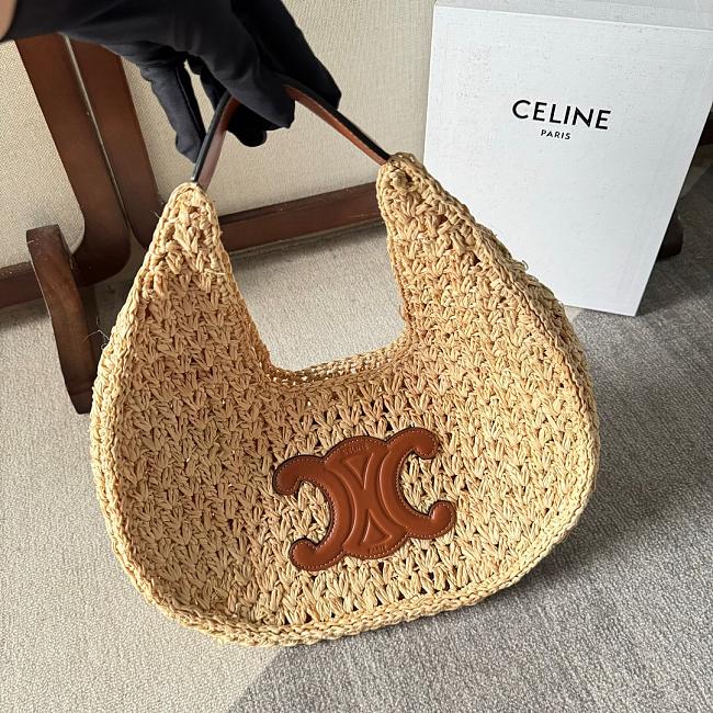 Celine Classic Brown Panier Hobo In Raffia Size 33x16x4cm - 1