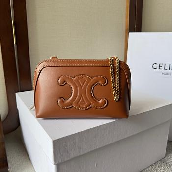 Celine Clutch on Chain Cuir Triomphe in Brown Size 16×11×8cm