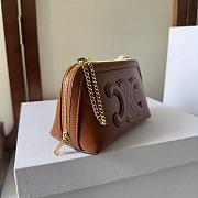 Celine Clutch on Chain Cuir Triomphe in Brown Size 16×11×8cm - 4