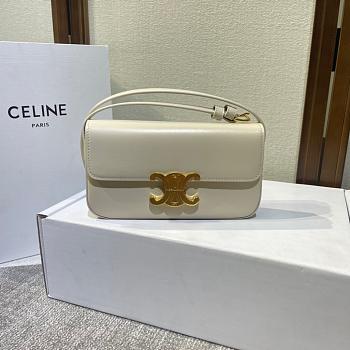 Celine Medium Triomphe Leather Belt White Size 20x11x4cm