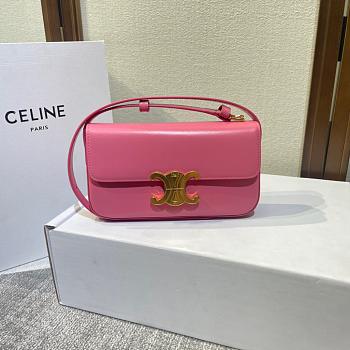 Celine Medium Triomphe Leather Belt Pink Size 20x11x4cm