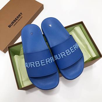 Burberry Embossed Logo Slides Bubblegum Blue
