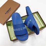 Burberry Embossed Logo Slides Bubblegum Blue - 5