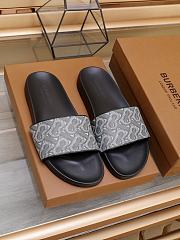 Burberry Furley Flock Padded Grey Leather Slides - 1