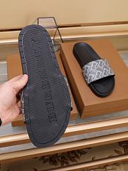 Burberry Furley Flock Padded Grey Leather Slides - 5