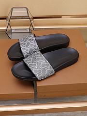 Burberry Furley Flock Padded Grey Leather Slides - 4