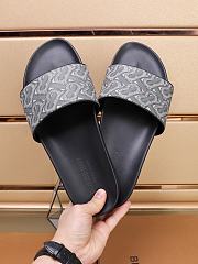 Burberry Furley Flock Padded Grey Leather Slides - 3