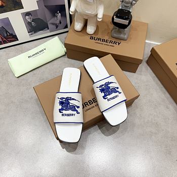 Burberry Label Slide White Blue