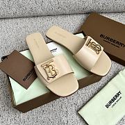 Burberry Square Toe Logo Cream Slippers - 3
