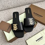 Burberry Square Toe Logo Black Slippers - 4