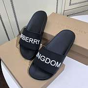Burberry Black Rubber Kingdom Motif Pool Slides - 5