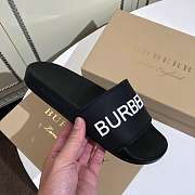 Burberry Black Rubber Kingdom Motif Pool Slides - 3