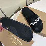 Burberry Black Rubber Kingdom Motif Pool Slides - 2