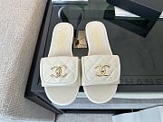 Chanel White CC Logo Turnlock Mules Slides - 1