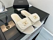 Chanel White CC Logo Turnlock Mules Slides - 5