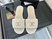 Chanel White CC Logo Turnlock Mules Slides - 3