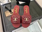 Chanel Red CC Logo Turnlock Mules Slides - 1
