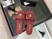 Chanel Red CC Logo Turnlock Mules Slides - 6