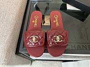 Chanel Red CC Logo Turnlock Mules Slides - 4