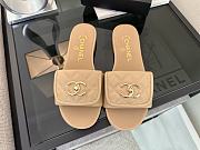 Chanel Beige CC Logo Turnlock Mules Slides - 2