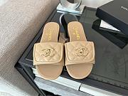 Chanel Beige CC Logo Turnlock Mules Slides - 4