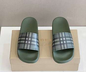 Burberry Check Slides Green