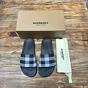 Burberry Check Slides Black Grey - 1
