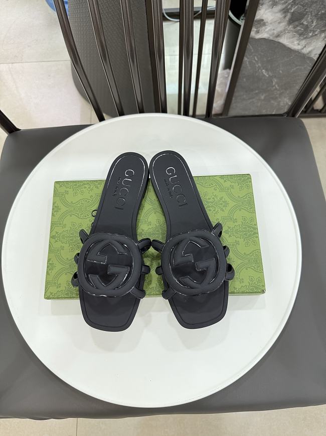 Gucci Interlocking G Slide Sandal Black - 1