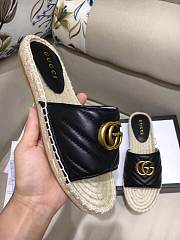 Gucci Marmont Espadrille Wedge Slides Black - 4