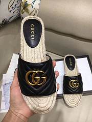 Gucci Marmont Espadrille Wedge Slides Black - 5