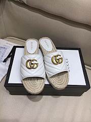 Gucci Marmont Espadrille Wedge Slides White - 3