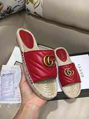 Gucci Marmont Espadrille Wedge Slides Red - 5