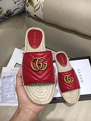 Gucci Marmont Espadrille Wedge Slides Red - 6