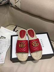 Gucci Marmont Espadrille Wedge Slides Red - 3