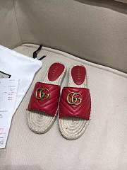 Gucci Marmont Espadrille Wedge Slides Red - 2