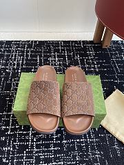 Gucci Slipper Canvas Logo Brown - 1