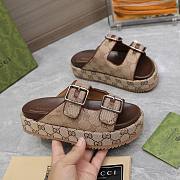 Gucci Strap Slide Sandal Beige Canvas - 5