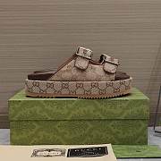 Gucci Strap Slide Sandal Beige Canvas - 4