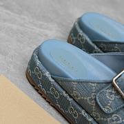 Gucci Strap Slide Sandal Blue Canvas - 4